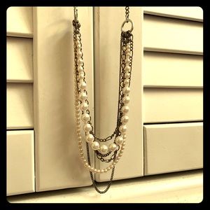 Long Layered pearl necklace